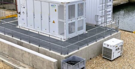 AceOn battery energy storage container installed at commercial dock site